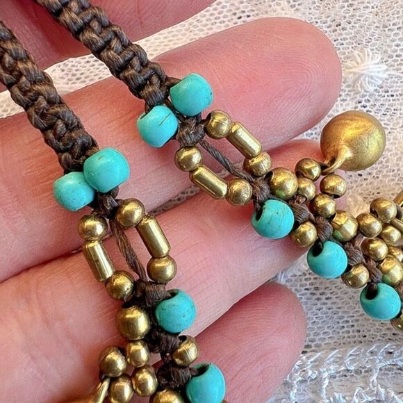 Turquoise & Gold Elephant Jingle Charm Necklace - Picture 3 of 10